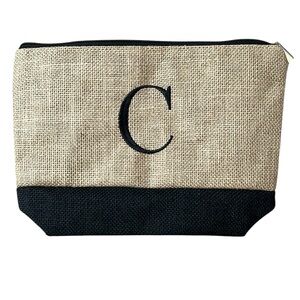 Chic Beige and Black Pouch with Monogram